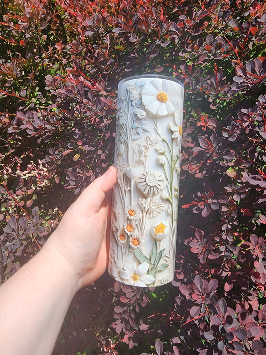 White Floral Tumbler
